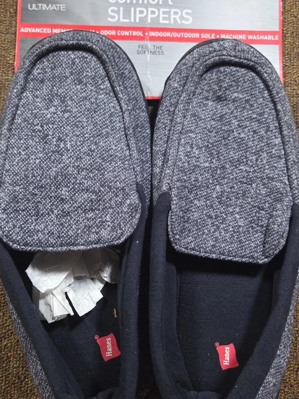 Hanes Men’s Grey Memory Foam Comfort Slippers